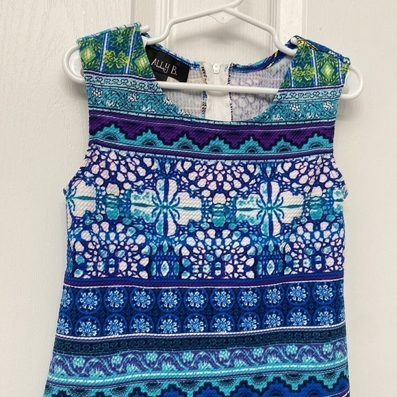 Ally B. Blue Abstract Dress Sleeveless Size 7 - Picture 4 of 12